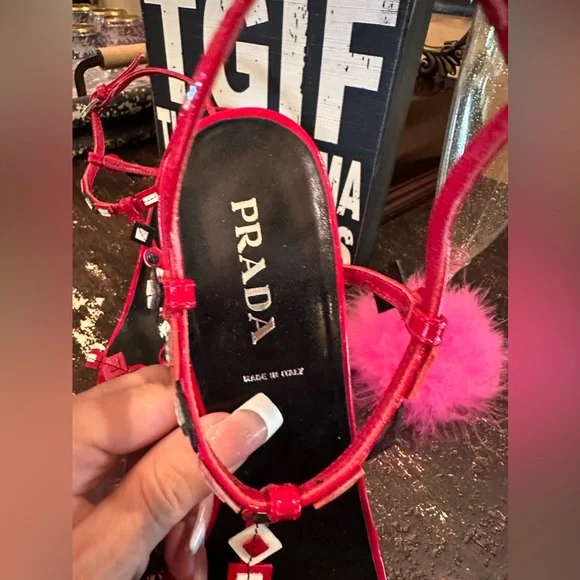 Prada Red Strappy Heels